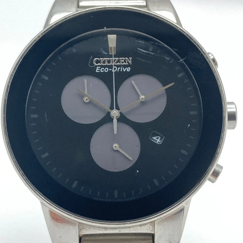 Citizen Eco-Drive Axiom Chronograph Watch Men 38mm Black Date H504-S086906 7.25
